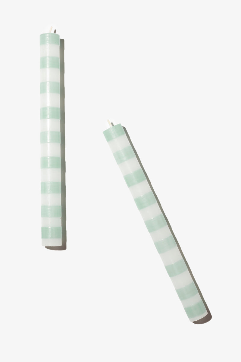 Hand Painted Dinner Candle Pair - Fun Stripes