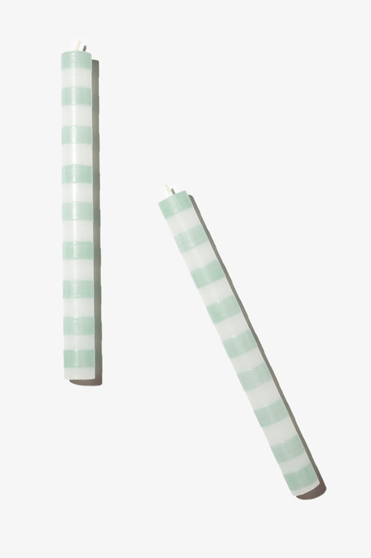Hand Painted Dinner Candle Pair - Fun Stripes