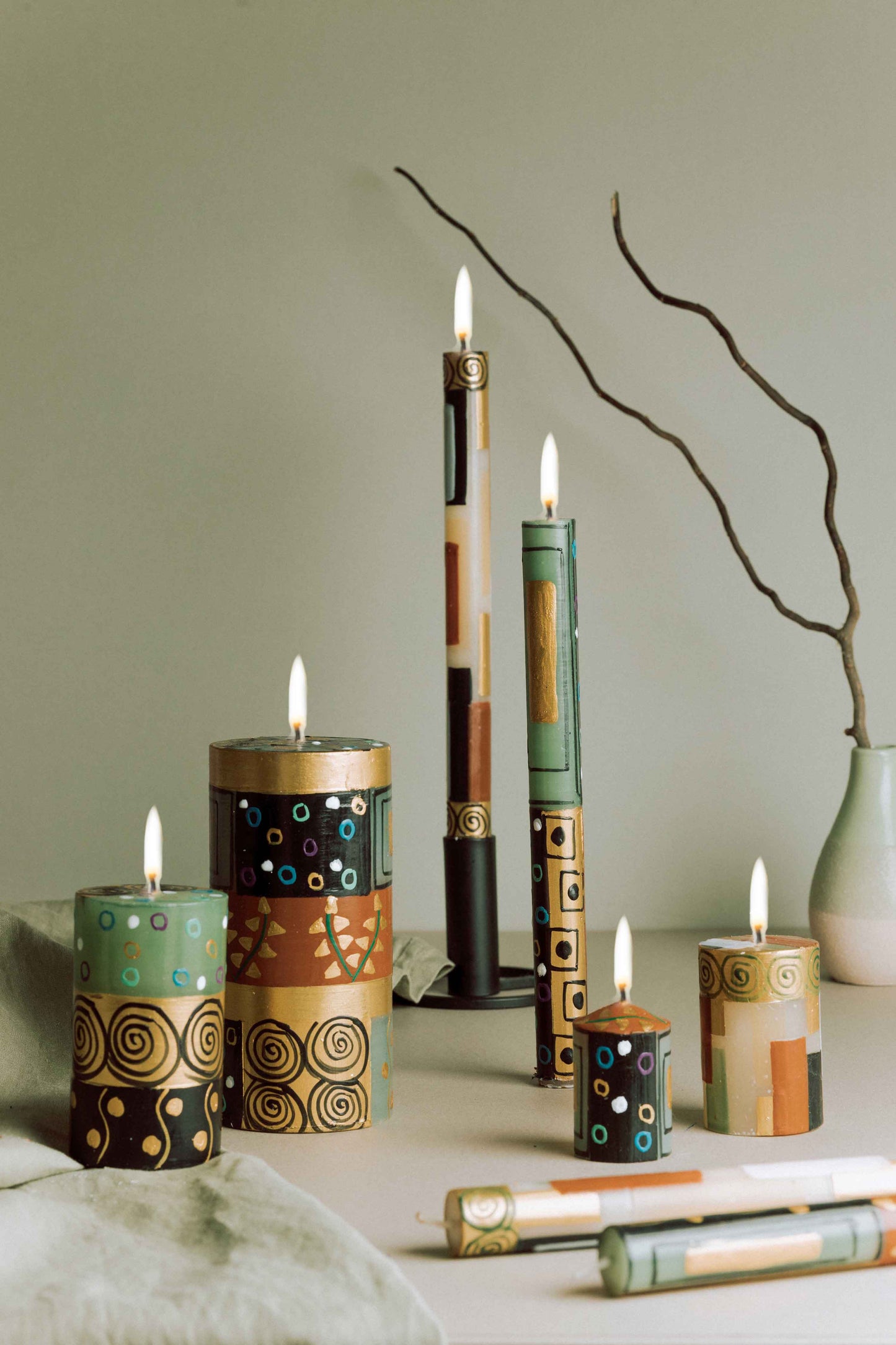 Hand Painted Pillar Candle - Ukukhanya Earth