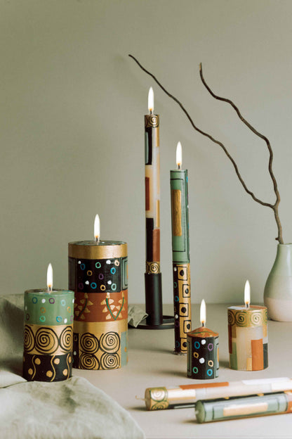 Hand Painted Pillar Candle - Ukukhanya Earth