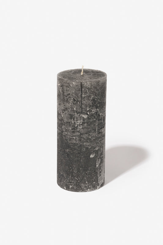 Plain Frost Pillar Candle - Charcoal