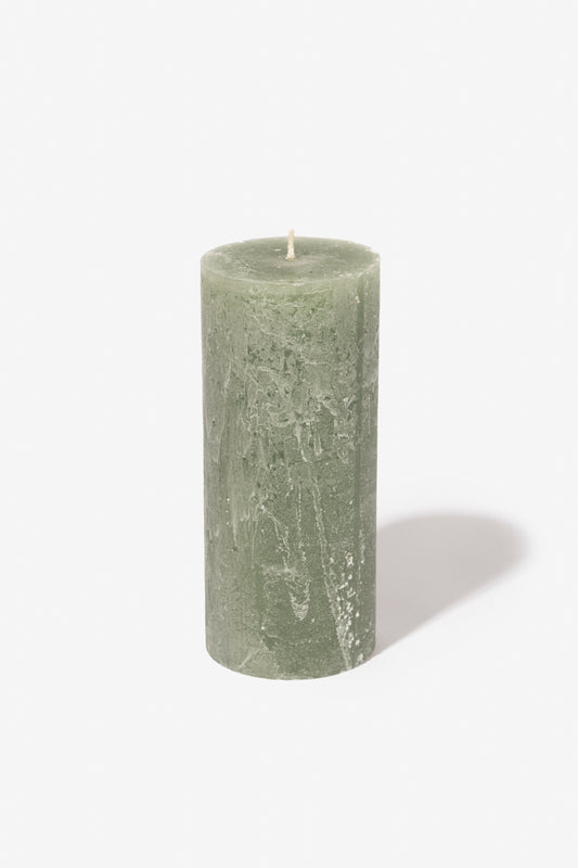 Plain Frost Pillar Candle - Sage