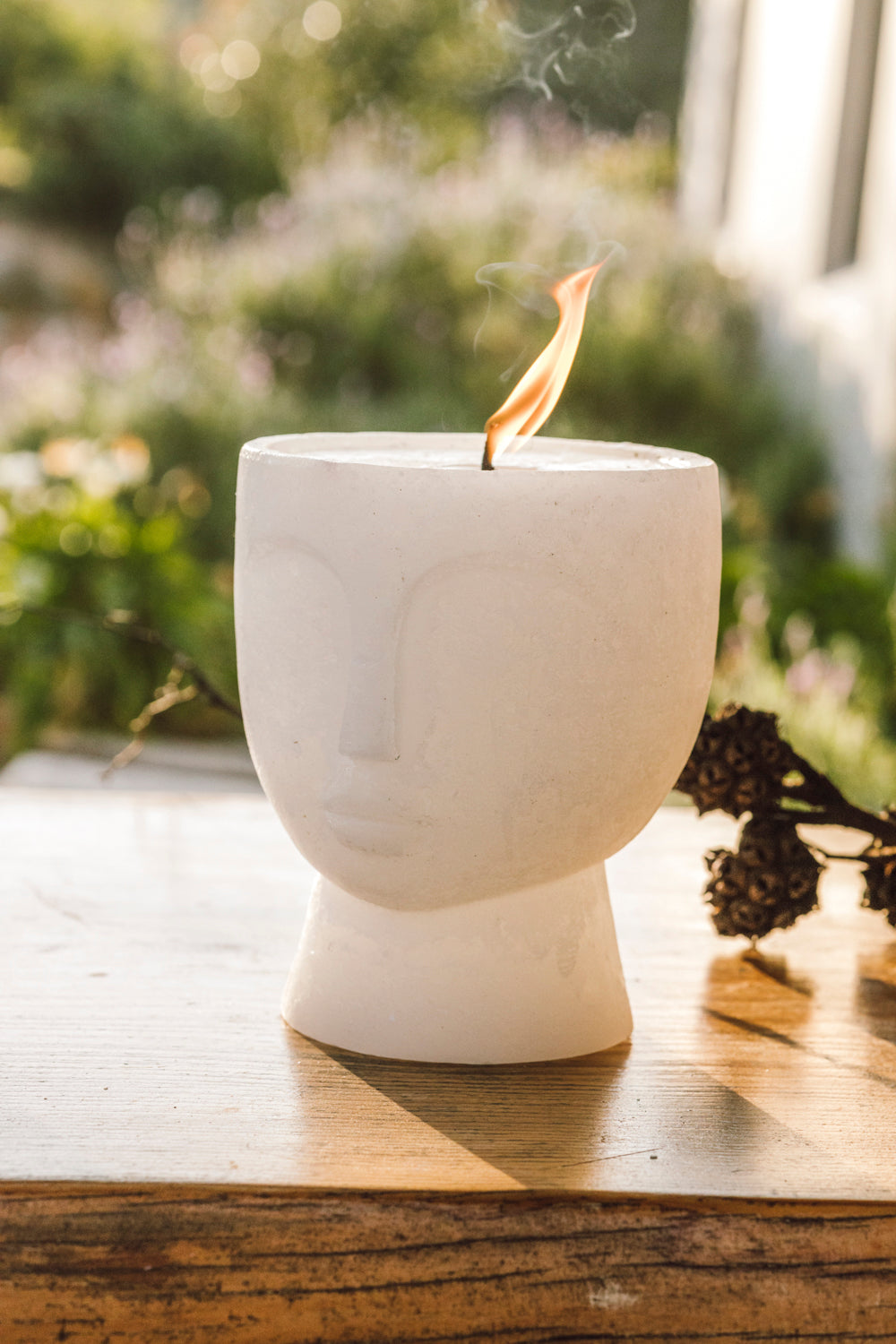 Plain Frost Outdoor Candle Bowl - Angie - White