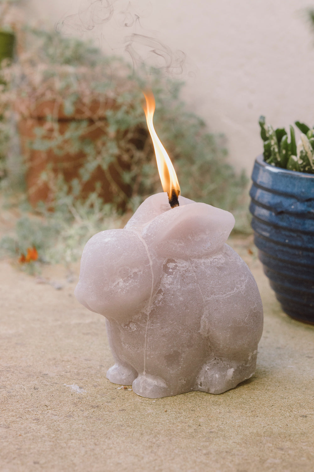 Plain Frost Outdoor Candle Bowl - Bunny Large - White