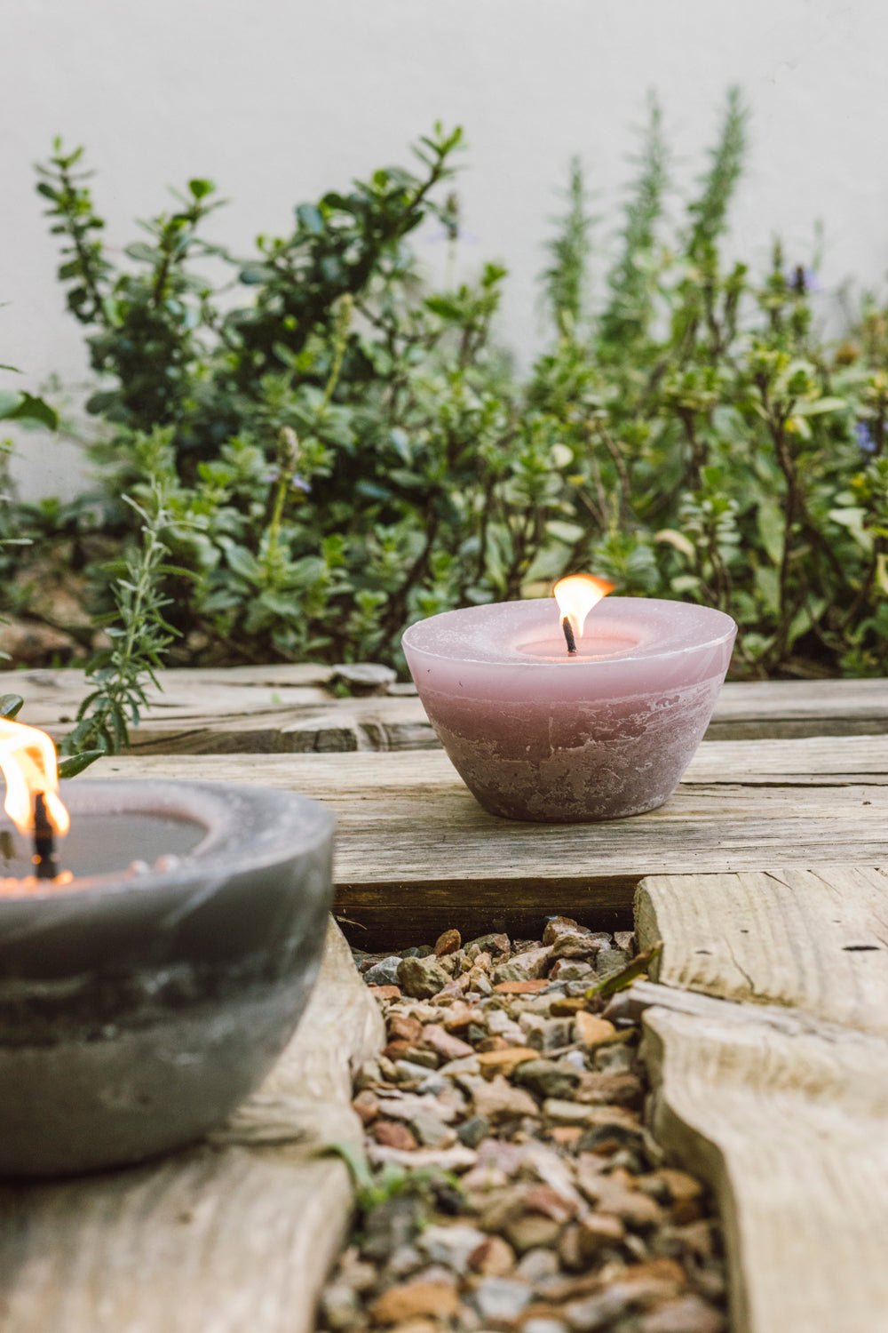 Plain Frost Outdoor Candle Bowl - Dusty Pink