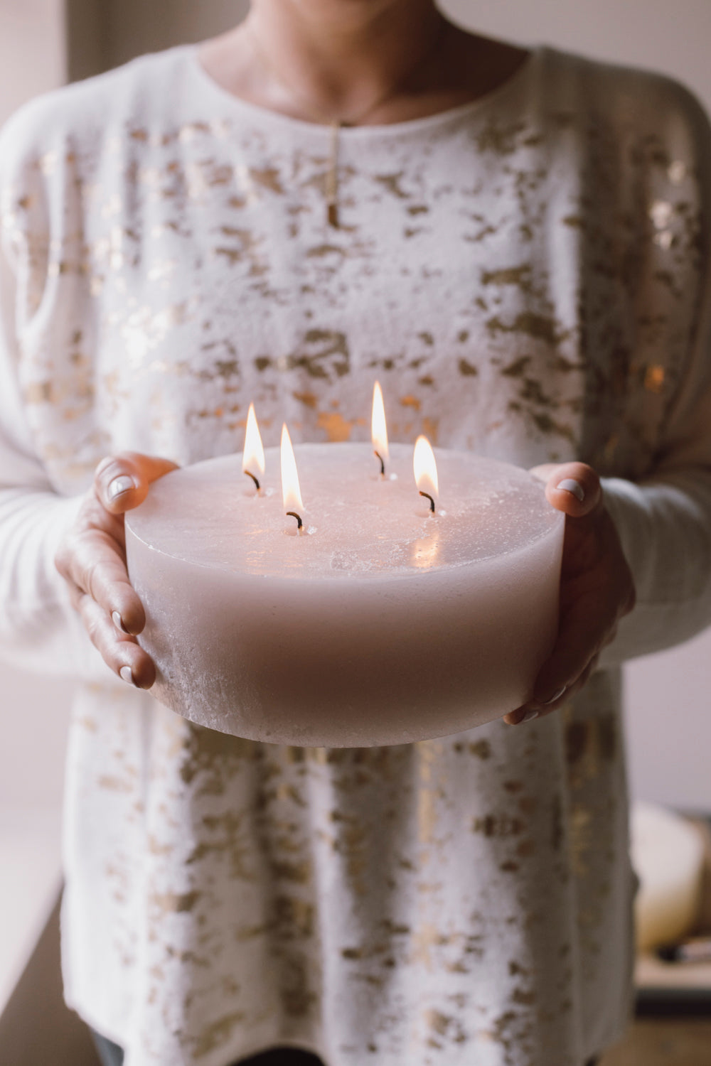 Plain Frost Multi-wick Pillar Candle - Dusty Pink